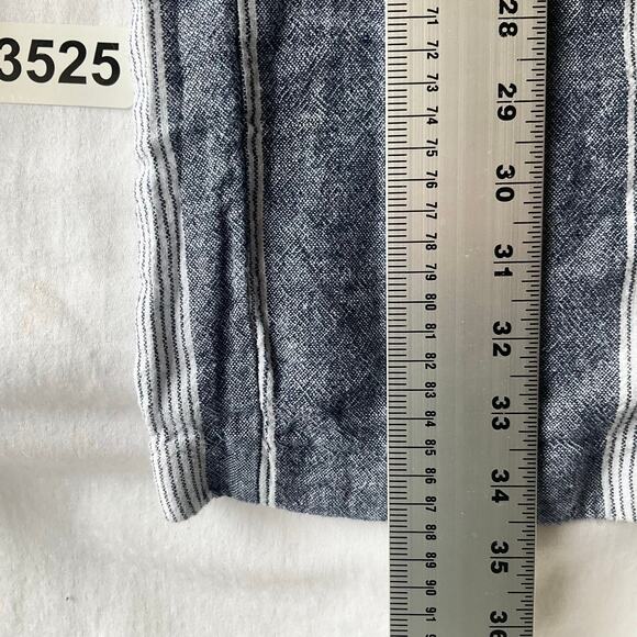 Old Navy Women Casual Pants size S Linen Rayon Elastic Waist Stripes Blue White - Picture 3 of 10